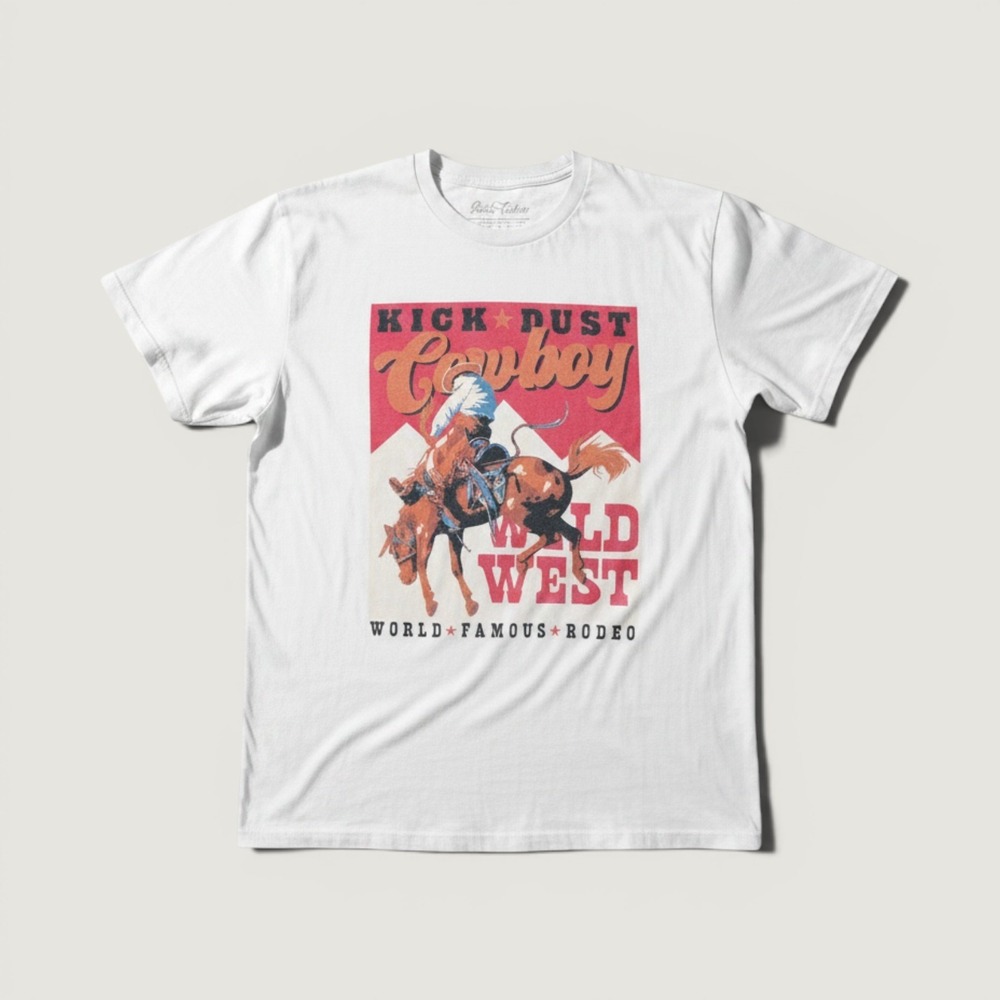 Lotus Fashion Los Angeles Kick Dust Cowboy Wild West Rodeo Graphic Tee Mens L
